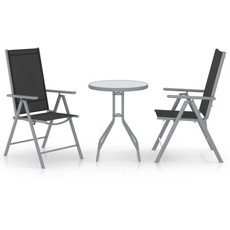 3 PCS Set de bistro de aluminio y textileno plateado (1/5)