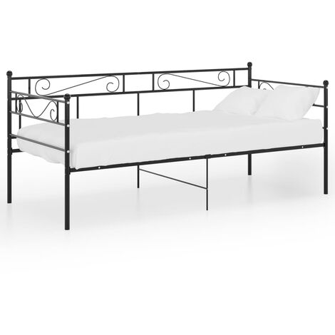 Sofá negro de metal de 90x200 cm