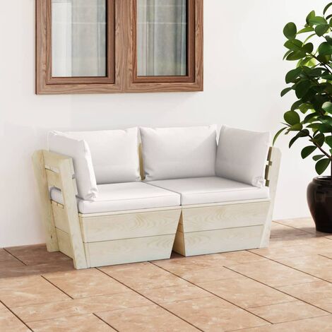 Paletas de sofá 2 lugares para jardín con almohadillas (1/5)