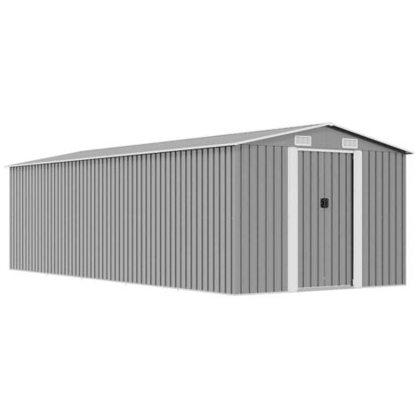 Refugio de jardín 257x580x181 cm de metal gris