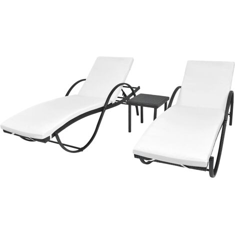 Sol tumbonas con mesa 2 pcs mimbre pe negro (1/5)