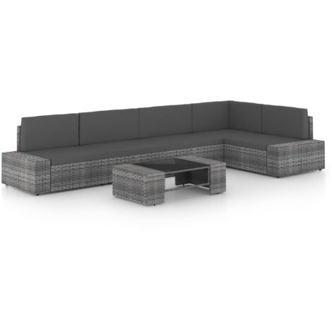 6 PCS Garden Lounge Set con cojín mimbre Pe Gray (1/5)