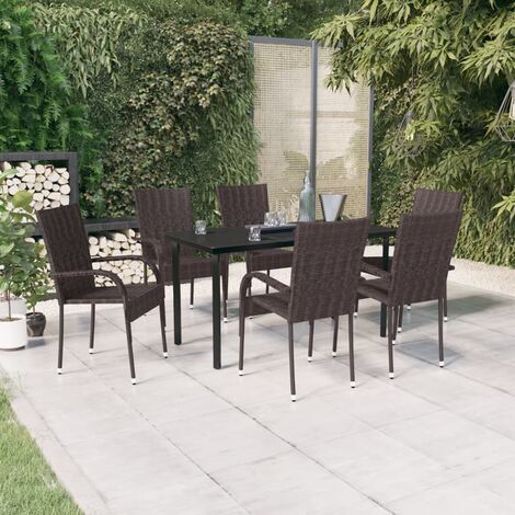 Cena de 7 PC set para jardín marrón y negro (1/5)