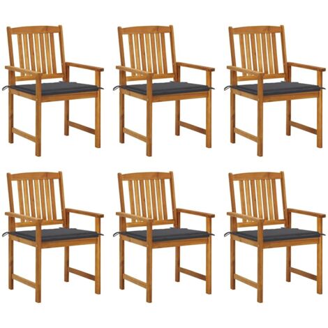 Sillas de jardín con cojines 6 PC Acacia masiva (1/5)