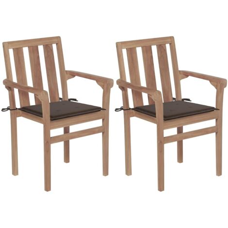 Sillas almohadillas de jardín acasty gris 2 pcs teca masiva (1/5)