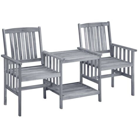 Sillas de jardín con mesa central y almohadillas acacia masiva - 296345 (1/5)