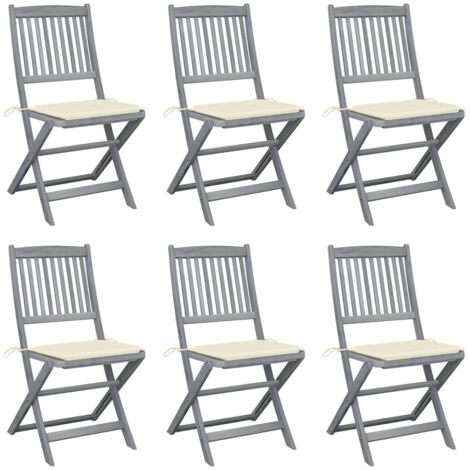Sillas al aire libre plegables con cojín 6 PCS Acacia Massive - 208114