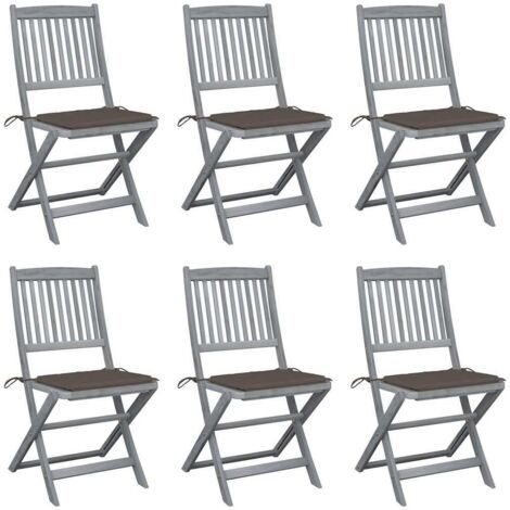Sillas al aire libre plegables con cojín 6 PCS Acacia Massive - 338449 (1/5)