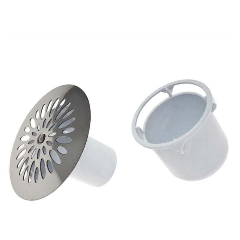 ensemble siphon capot grille et tasse pour bonde de douche diametre 90, nicoll, ref.0411512
