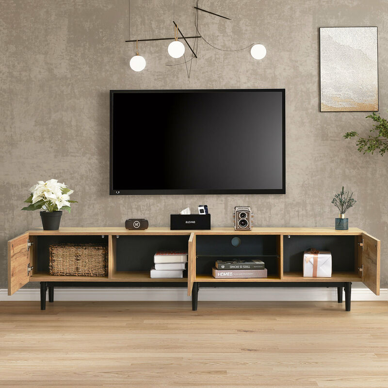 Meuble tv avec lumières led pour salon - armoire tv moderne chêne