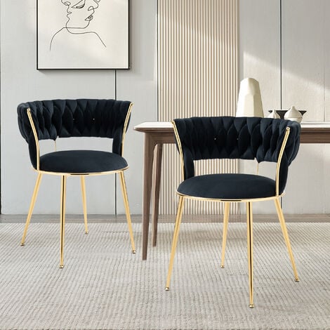 Lot de 6 chaises scandinaves ANEYA - Tissu & Pieds Hévéa - Noir