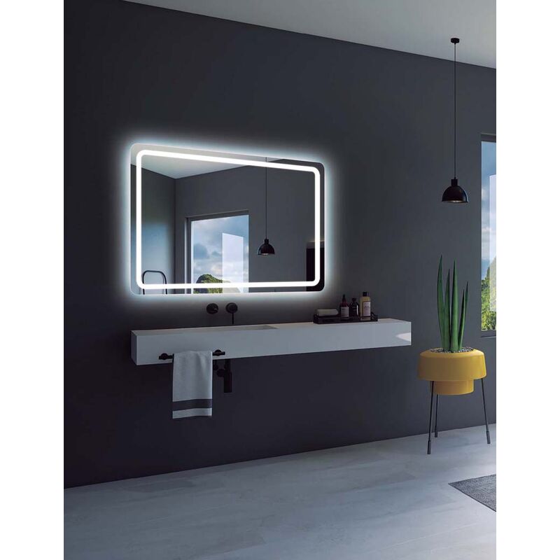 Espejo rectangular con luz LED frontal integrada modelo Londres
