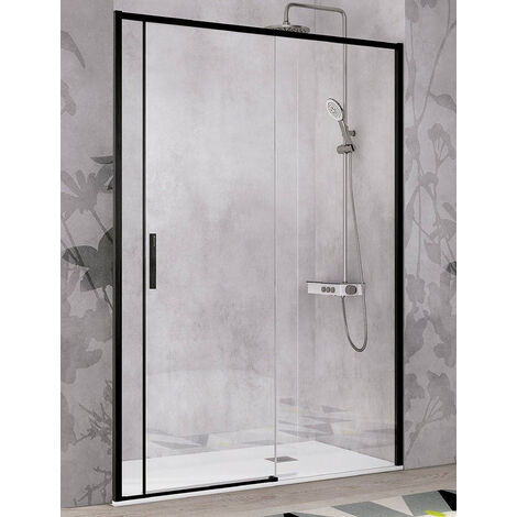 Mampara de Ducha Frontal- 1 Hoja Fija y 1 Puerta Corredera- Cristal de Seguridad de 6 mm - Modelo Masela 2 PB (120 - 121 cm) (1/2)
