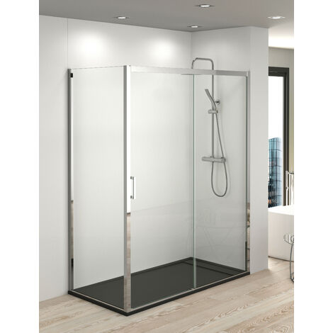Mampara de Ducha Angular - 2 Hoja Fija + 1 Puerta Corredera - Modelo Fravia Q3 (70 x 180) (1/2)