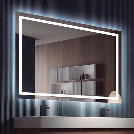 Espejo de baño Led cuadrado - de medida 90 x 80 cm - Retroluminación por LED  con IRC >80 – Sensor antivaho – Sensor on/off - Luz fria – Modelo ITALIA