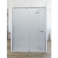 Mampara de ducha frontal de 1 hoja fija y 1 puerta corredera. - Cristal tratamiento ANTICAL INCLUIDO - Modelo MIRIEL Medida (141-150) - CRISTAL DECORADO 21