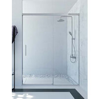 Mampara de ducha frontal de 1 hoja fija y 1 puerta corredera. - Cristal 6 mm con ANTICAL INCLUIDO - Modelo SIA Medida (121-130) - CRISTAL DECORADO 21