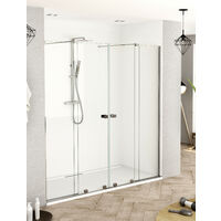 Mampara de Ducha Frontal - 2 Hoja Fija + 2 Puerta Corredera - Modelo Arabela Cromo 4 (Adaptable de 154 a 164 cm)