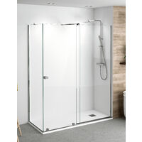 Mampara de Ducha Angular - 2 Hoja Fija + 1 Puerta Corredera - Modelo Arabela Cromo Q3 (70x 115)