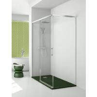 Mampara de Ducha Angular - 2 Hojas fijas + 1 Puerta Corredera - Modelo Sibila Q3 (90 x 155)