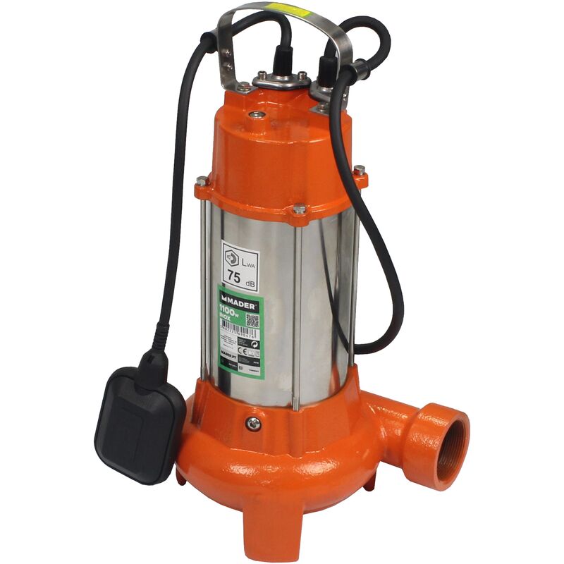 Bomba Drenaje Submergible, Aguas Súcias, 1100W, con Trituradora - MADER® Garden Tools