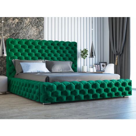 Lit rembourré avec rangement 180x200 velours vert Heaven (1/5)