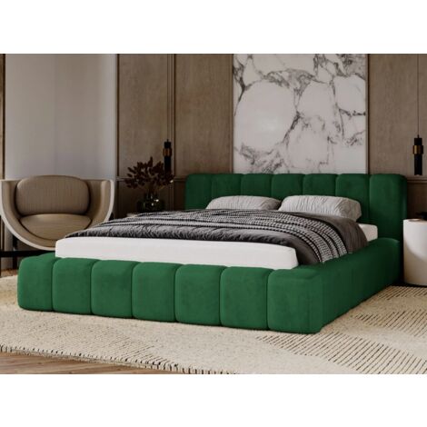 Lit rembourré avec rangement 120x200 velours vert Ibiza (1/5)