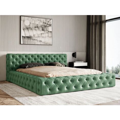 Lit rembourré avec rangement 180x200 velours vert Palini (1/5)