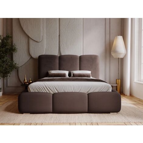 Lit Double Bubble 180x200 Avec Coffre Hydraulique - Rangement Intégré - Tête De Lit LED USB - Velours Gris - Sans Matelas