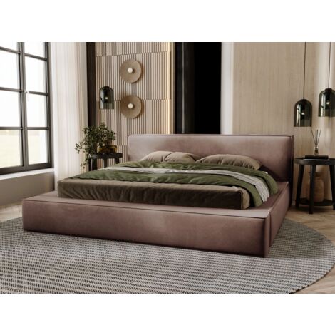 Lit rembourré avec rangement 120x200 velours marron Mali (1/5)