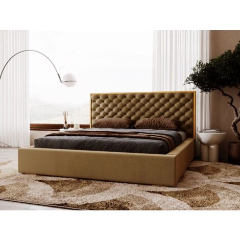 Lit rembourré avec rangement 120x200 velours marron Bonito (1/5)