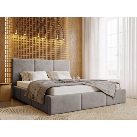 Lit rembourré avec rangement 120x200 velours gris foncé Lincoln (1/5)