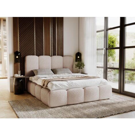 Lit rembourré avec rangement 180x200 bouclé beige Galli (1/5)