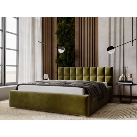 Lit rembourré avec rangement 120x200 velours vert Hugo (1/5)