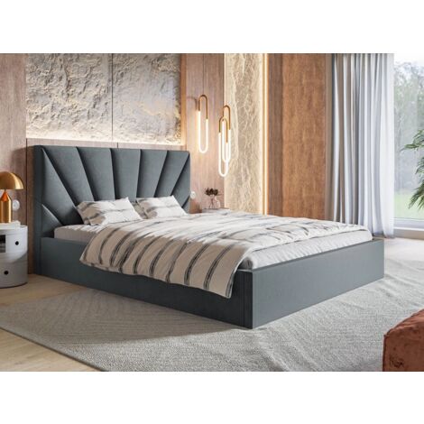 Lit rembourré avec rangement 120x200 velours gris foncé Orlo (1/5)