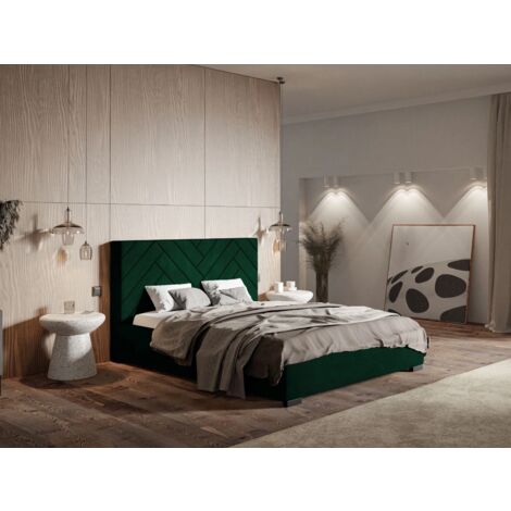 Lit rembourré avec rangement 160x200 velours vert foncé Toreto (1/5)