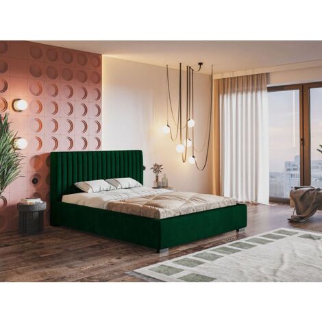 Lit rembourré avec rangement 180x200 velours vert Toscania (1/5)