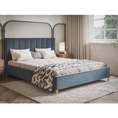 Lit capitonné avec tête de lit 120x200 velours gris foncé Snazi (1/5)