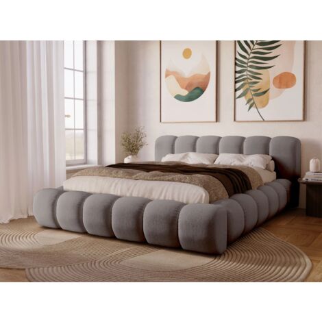 Lit rembourré avec rangement 120x200 velours gris Doria (1/5)