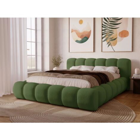 Lit rembourré avec rangement 120x200 velours vert Doria (1/5)