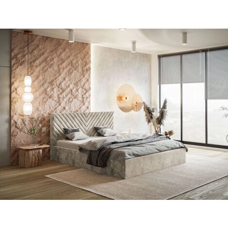 Lit rembourré avec rangement 120x200 velours marron Esma (1/5)