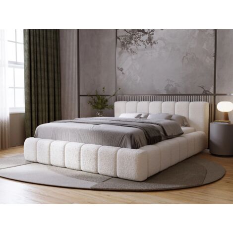 Lit rembourré avec rangement 120x200 bouclé beige Orio (1/5)