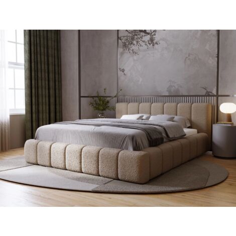 Lit rembourré avec rangement 120x200 bouclé marron Orio (1/5)