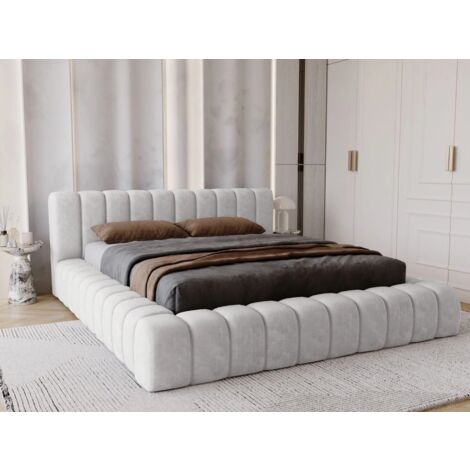 Lit rembourré avec rangement 180x200 velours gris clair Italia (1/5)