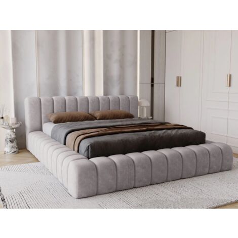 Lit rembourré avec rangement 120x200 velours gris Italia (1/5)