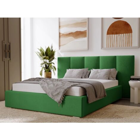 Lit rembourré avec rangement 120x200 velours vert Lizbona (1/5)
