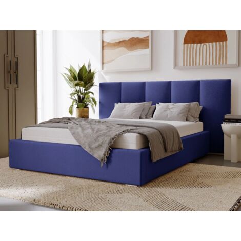 Lit rembourré avec rangement 160x200 velours bleu Lizbona (1/5)