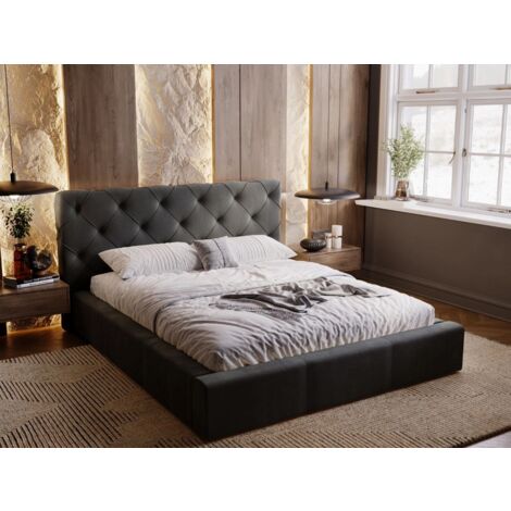 Lit rembourré avec rangement 120x200 velours gris foncé Milano (1/5)