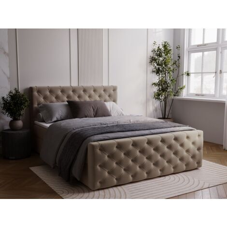 Lit continental Montego avec rangement 140 x 200 double, velours, marron (1/5)