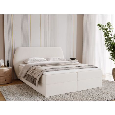 Lit continental Bogota avec rangement 160 x 200 double, velours, crème (1/5)